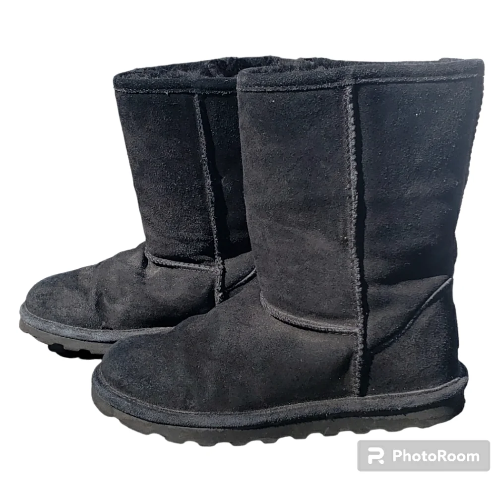 Bearpaw Black Suede Sheepskin Wool Emma Boots